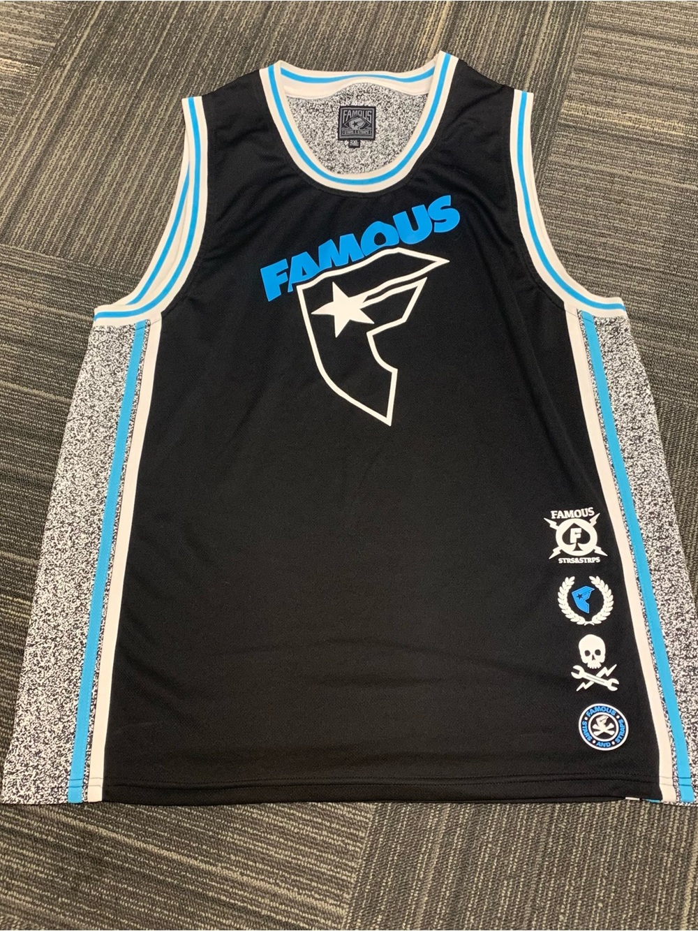 Famous Stars & Straps Black Jersey with Blue and White Accents